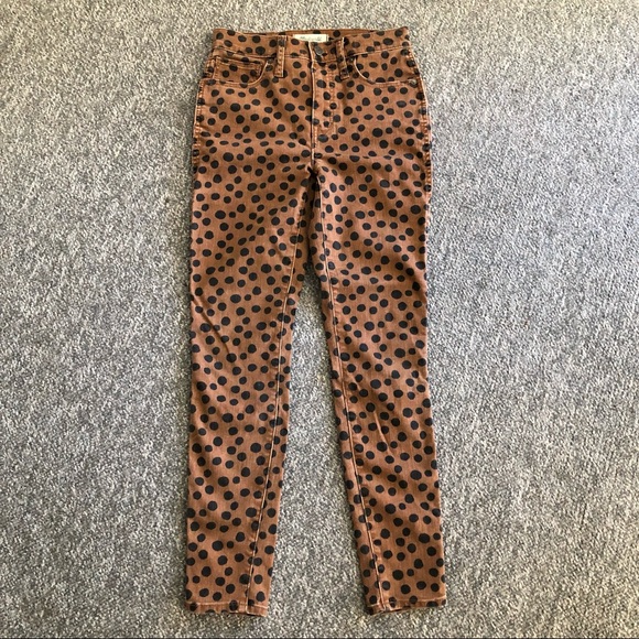 Madewell 10” High Rise Skinny Leopard Dot jeans 26 polka dot - Picture 2 of 6